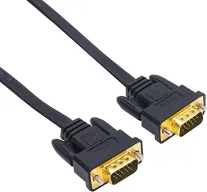 DTECH 6-Foot Flat VGA Cable with Standard 15-Pin Male Connectors for Desktop Monitors (Black)