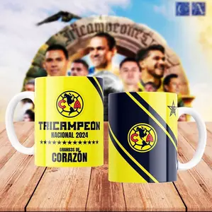 Liga MX Aguilas Club America Coffee Mug Ceramic 11 oz Tricampeon, Gifts for Futbol Lovers, Soccer Water Bottle, Fans Souvenir