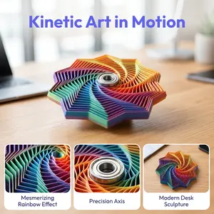 1pc 3D Rotating Spiral Fidget Toy, Infinity Spiral Optical Illusion Desk Decor, Colorful Kinetic Art Ornament, Stress Relief Desktop Spinning Sculpture, Unique Home & Office Decoration