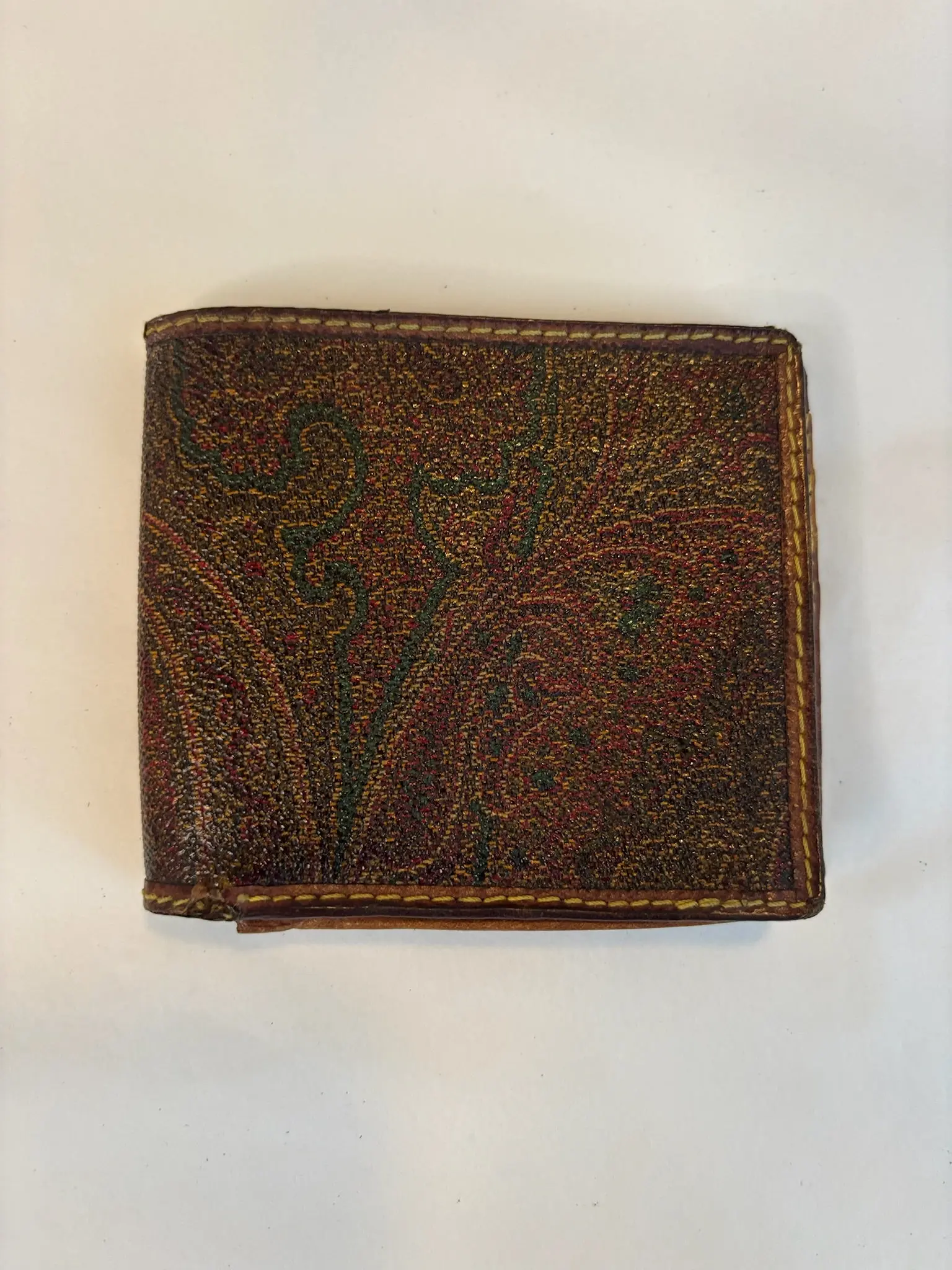 Pre-owned Jacquard Canvas Small Leather Goods Etro Paisley Jacquard Bi Fold Wallet