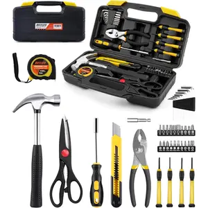 Piece Tool Set  General Household Hand Tool Kit with Plastic Toolbox Storage Case-