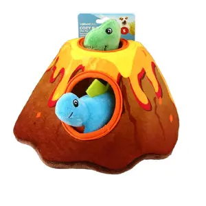Vibrant Life Cozy Buddy Volcano Dino Hide Dog Toy, Small