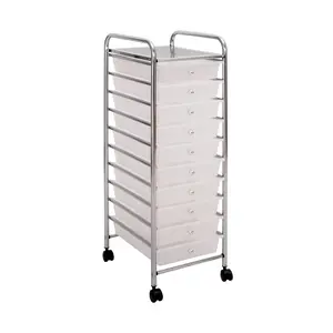 10-Drawer Organizer Cart, White
