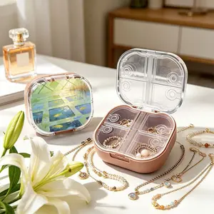 Fish & Shell Whisper By Pond Mini Portable Double Layer Jewelry Box, Small Necklace Bracelet Organizer, Anti-tangle & Anti-oxidation, Multi-compartment, Compact Light Luxury Jewelry Storage Case