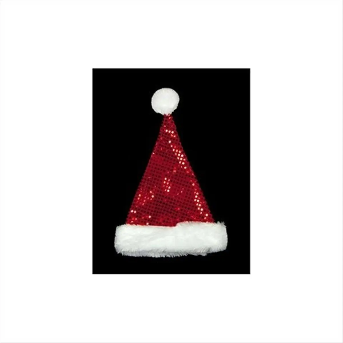 212 MAIN 19-in Polyester Synthetic Adult-Fit Christmas Santa Hat - Glitter Sequined Design, Red and White Metallic Accents, 1-Size Party Event Props, Holiday Decorating Christmas Finds Home Supplies