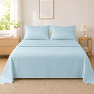 Luxury Cooling Bed Sheet Set, 4PCS Soft Breathable Bedding Set with Deep Pocket Non-Slip Fitted Sheet, Fade Resistant All Season Bed Sheets for Dorm, Guest Room & Home, Twin–King Sizes