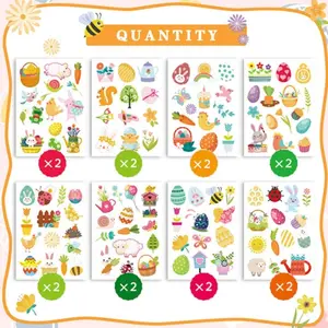 16pcs Easter Decoration Stickers, Rabbit Egg Carrot Patterns, Gift Sealing Labels, Adhesive Decals for Easter Gifts