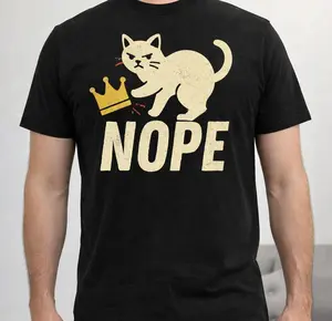 Funny Cat Nope Energy T Shirt Grumpy Cat Meme Trump Shirt Sarcastic Humor Tee Casual Streetwear Gift for Cat Lovers Introverts