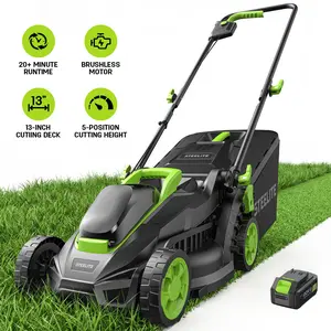 STEELITE 20V 13-Inch Brushless Electric Lawn Mower, 4.0Ah Battery & Charger Included, Ultra-Lightweight Cordless Electric Push Mower, Easy Operation for Small Lawn, Yard, Garden