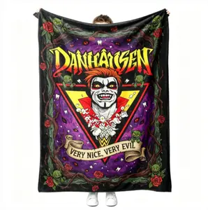 Danhausen "Very Nice, Very Evil" Cozy Flannel Blanket, Gothic Horror Wrestling Character Graphic Throw Blanket, Perfect for AEW Fans & Spooky Home Decor Enthusiasts