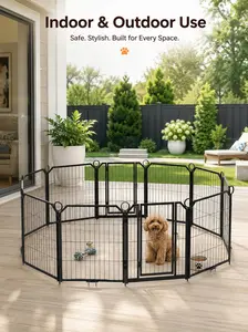 Dog Playpen Outdoor, Heavy Duty Metal Pet Fence with Multiple Panel Sizes (24 Inch 8/16 Panel) for Indoor and Outdoor Use
