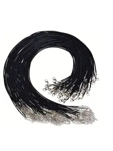 50pcs Adjustable Faux Leather Necklace Chains, DIY Jewelry Making Materials, Braiding Rope Material, All Seasons Solid Pattern