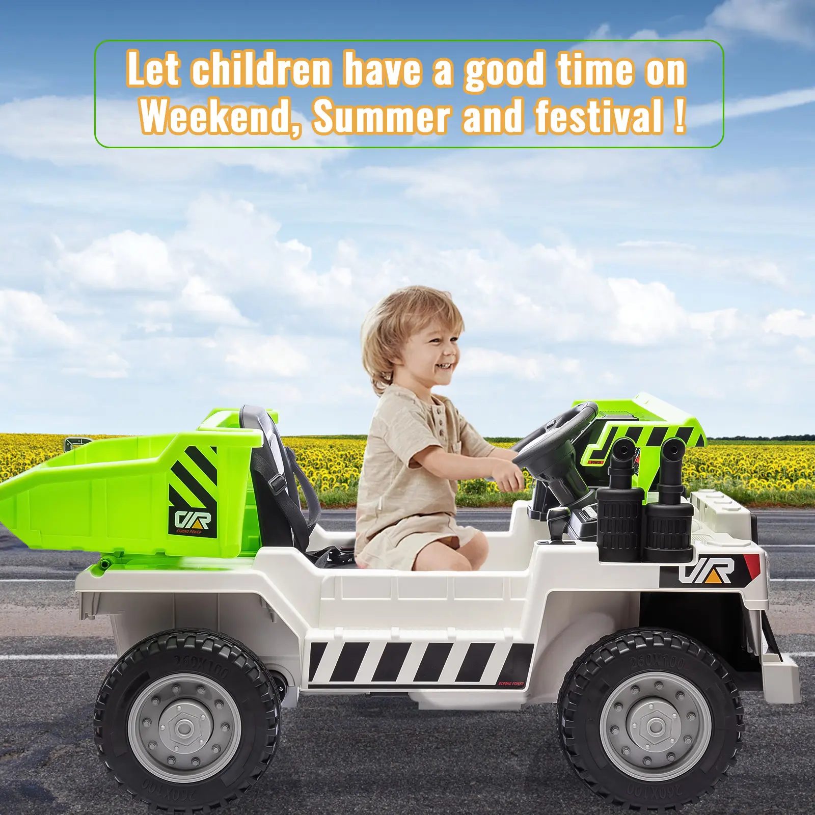 Summervibes Flash Sale Toy Items: 12V Electric Ride on Dump Truck for Kids,12v 2WD Kids Ride on Dump Truck with Remote Control,Electric Construction Toy Car with Power Dump Bed & Shovel, 2 Speeds, Bluetooth Music Player,Gift for Boys
