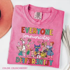 Comfort Colors Everyone Communicates Differently Shirt, Autism Awareness Shirt, Autism Puzzle Pieces Shirt, Autism Shirt, Autism Month,Autism Support Shirt