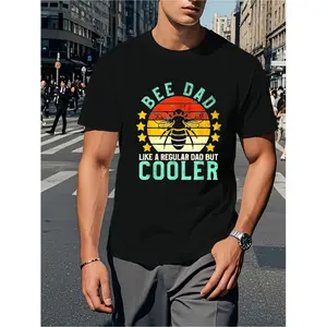 Men's Bee Dad Beekeeper T-Shirt - Funny Beekeeping Gift for Dad, Beekeeping Dad, Comfortable Crew Neck Casual Shirt Suitable for All Seasons, Machine Washable Beekeeping Apparel for Fathers Day Present