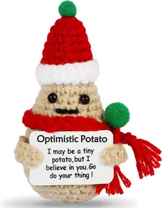 Mini Funny Potato, 3 inch Knitted Wool Doll with Card for Cheer Up Gifts and Party Decorations, Cute Wool Potato Crochet Doll for Birthday Gifts