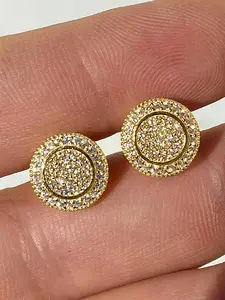 2pcs Fashion Rhinestone Decorated Round Shaped Earrings, Anniversary Wedding Party Earrings Gifts for Women, High Quality Earrings