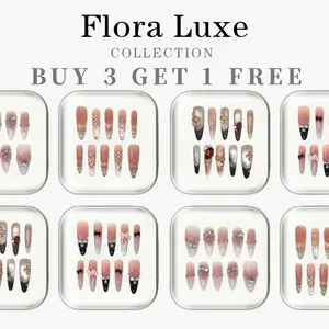 BUY 3 GET 1 FREE NailFlora Luxe Collection – Handmade Press-On Nails | Elegant, Glossy, Salon-Quality Luxury Nail Set
