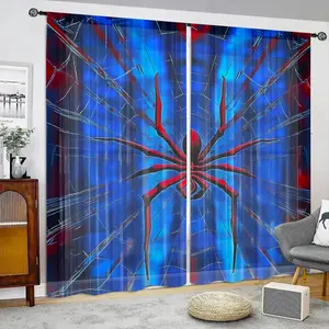 Spider Web Pattern Curtain, Superhero Theme Curtain with Spider Design, Home Decoration Curtain, Home Decor for Living Room, Bedroom, Balcony, Kitchen, Study Room