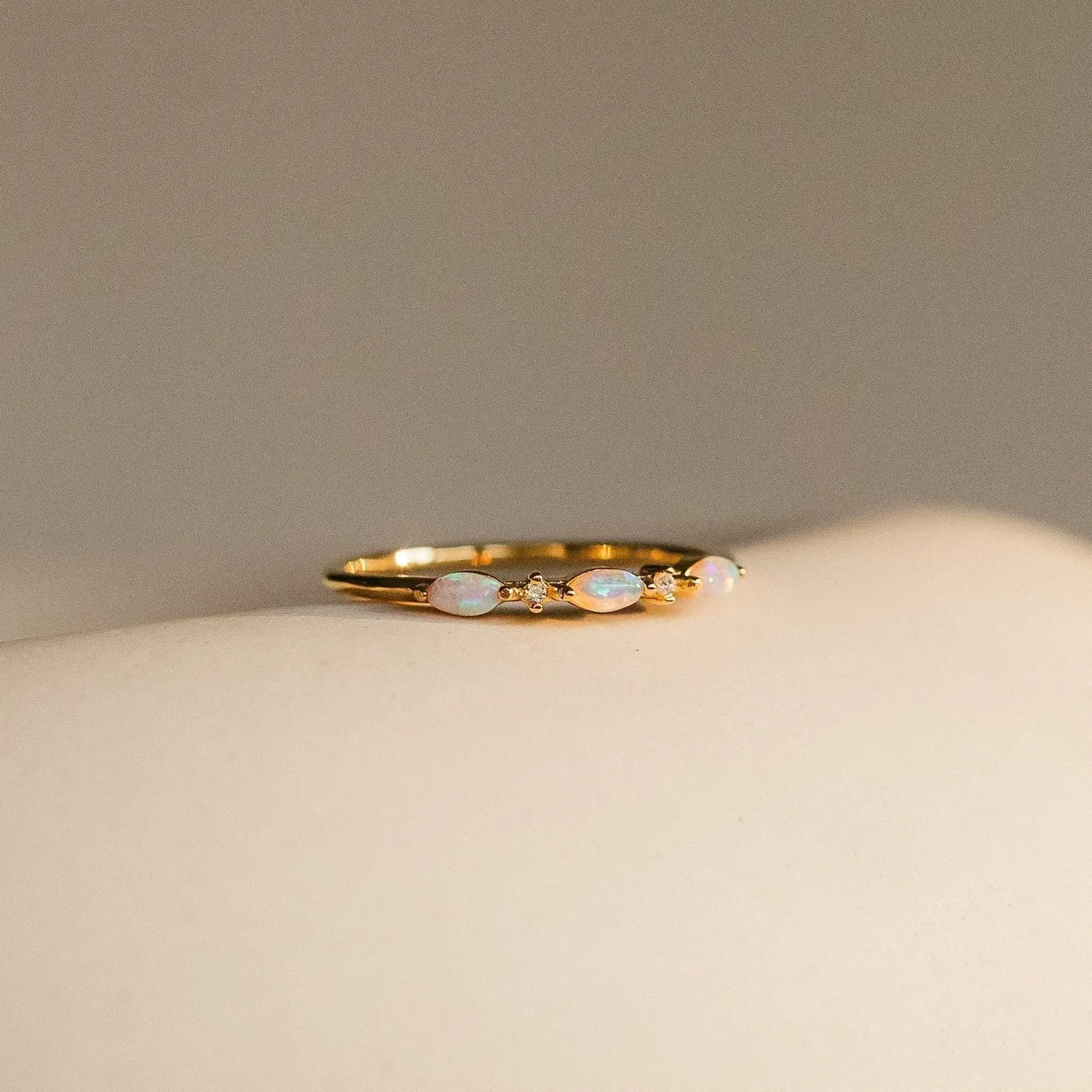 Alessia Trio Opal Ring by Caitlyn Minimalist - Delicate Diamond & Marquise Opal Gemstone Ring - Celestial Jewelry - Promise Ring, Gift for Her