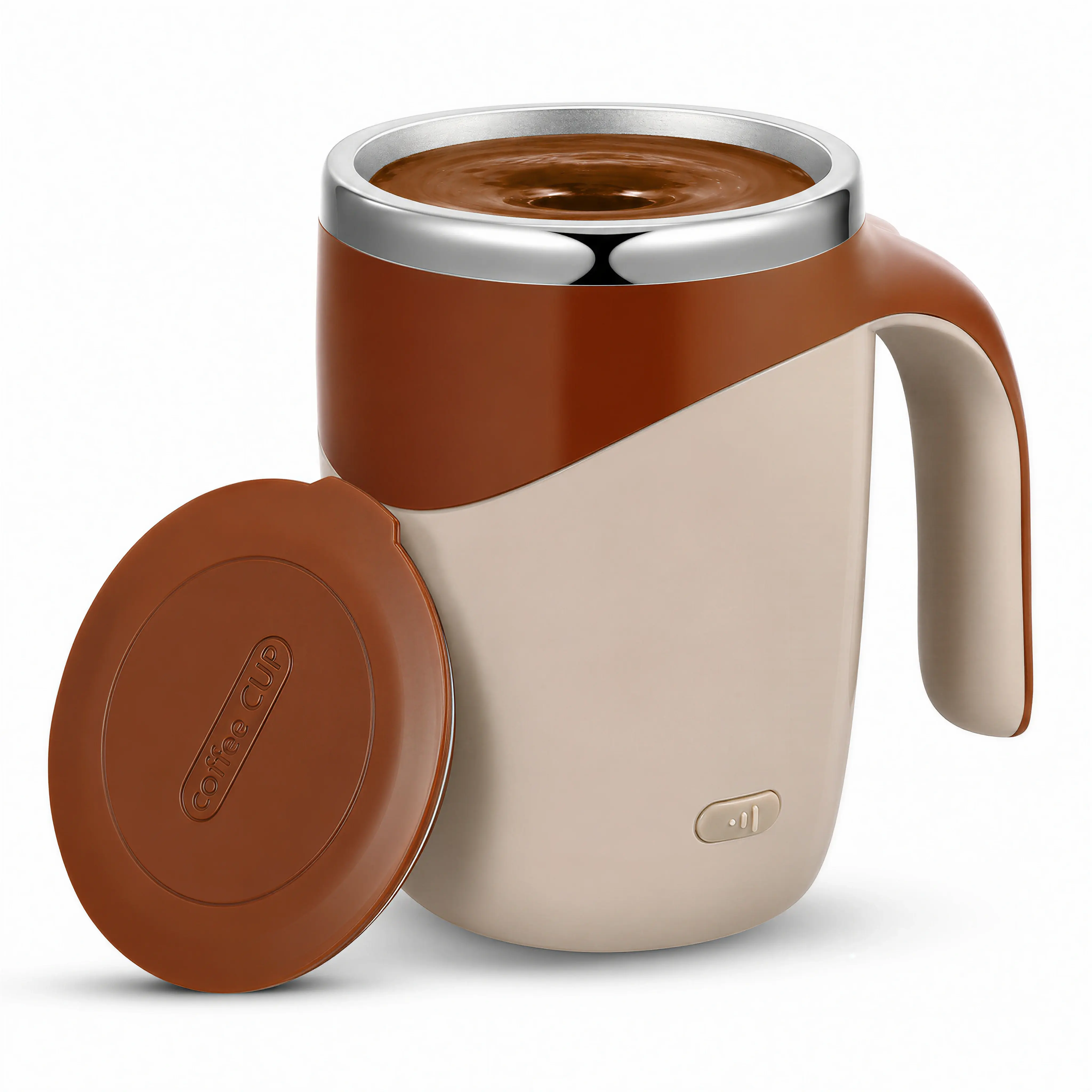 Electric Self-Stirring Coffee Mug - 380ml Stainless Steel Portable Travel Cup with 1-Touch Magnetic Mixing, Reusable for Coffee, Milk & Protein Shakes (Home Supplies, Party Gift Option)