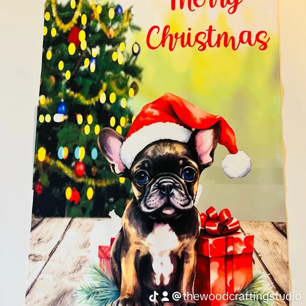 Frenchie French Bulldog puppy garden Christmas flag