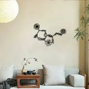 1pc Serotonin Flower Metal Wall Art, Serotonin Flower Statue Mural, Modern Home Decor, Perfect for Therapy Room, Study, Science Decor, Mental Health Day Decor, Ideal Gift for Psychologists