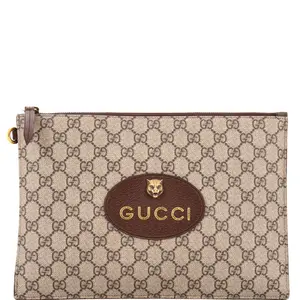 Pre-owned GUCCI Canvas Coated Clutches & Wristlets Neo Vintage Wristlet Pouch GG Coated Canvas by Rebag