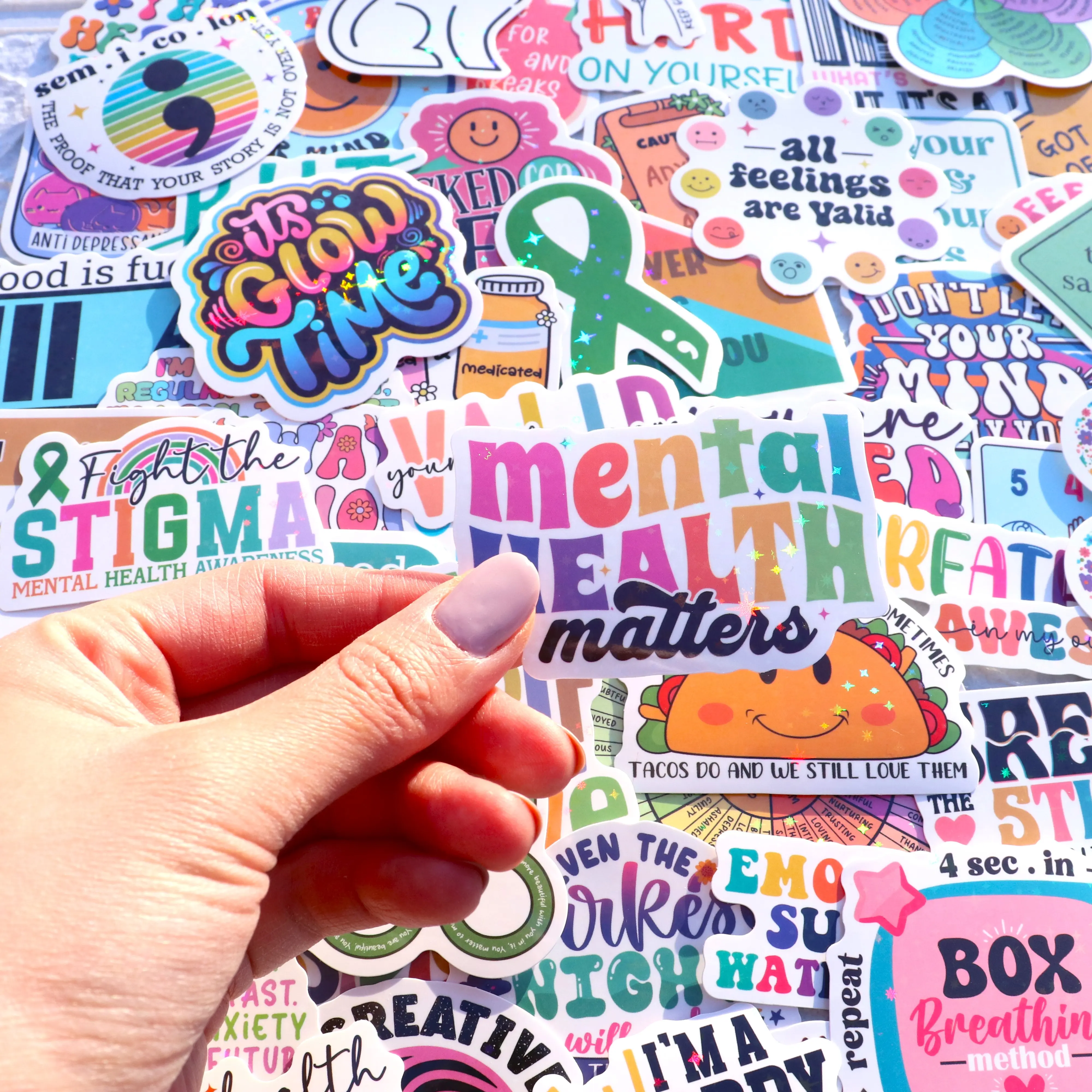 150 PCS Mental Health Matters Stickers Pack - Waterproof Positive Quote Healthcare-Themed Labels for Journals, Laptops, Therapist Office Decor, Party Favors, Mentalhealthmatters