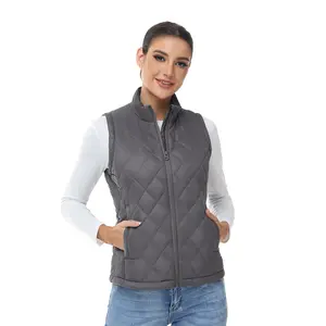 YSENTO Women's Lightweight Quilted Vest Outerwear Puffer Sleeveless Jacket Windproof Waterproof Winter Warm Stand Collar with 4 Pockets