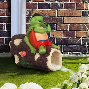Jinhuoba Fashion Frog Tortoise Drain Statue Garden Lawn Ornament - Durable Resin Material