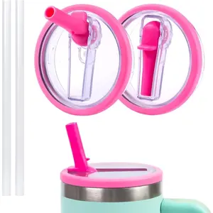 2 count 40oz Tumbler Flip Straw Lid Replacement for  40oz Cup Lid Cup Accessory,Leak Proof Cup Top Lids for  Quencher H2.0, Spill Proof Tumbler Lid Cover