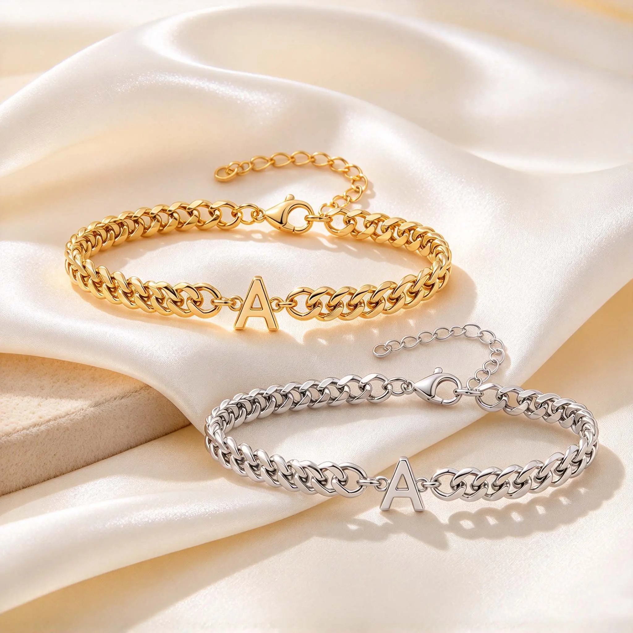 26 English letters men's bracelet stainless steel silver bracelet daily wear