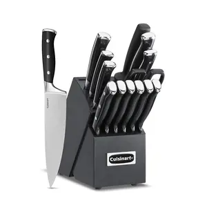 Cuisinart C77BTR-15PBK Classic Forged Triple Rivet, 15-Piece Knife Set with Block, Superior High-Carbon Stainless Steel Blades for Precision and Accuracy, Black