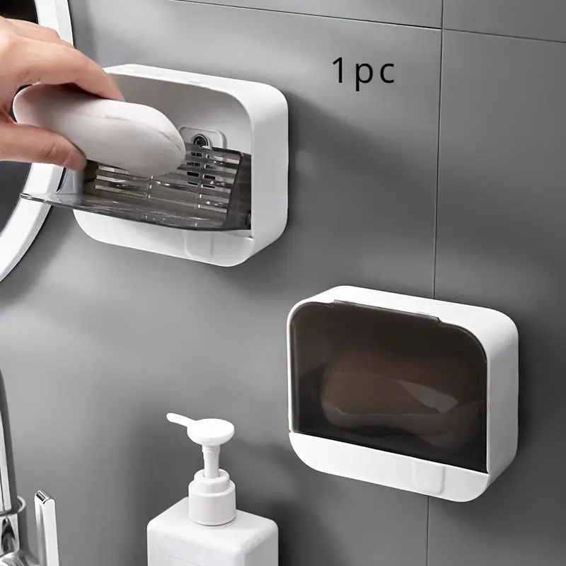 Wall Mounted Soap Holder, Punch Free Soap Dish, Soap Bar Holder, Soap Saver, Bathroom Essentials Accessories, Home Organizer for Bathroom Kitchen, Bathroom Organization, Soap Holder Shower, Bathroom Accessory