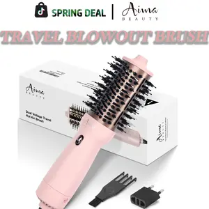 Aima Beauty Dual Voltage Travel Blowout Brush,Negative Ion Thermal Brush, 4 IN 1 Hair Straightener, blow dryer, crimpers,Ionic Magic Curling Dry Roll Brush,boost ionic thermal brush,tiktok shop hair pro styling tools,target ,wet to dry Hair straightener