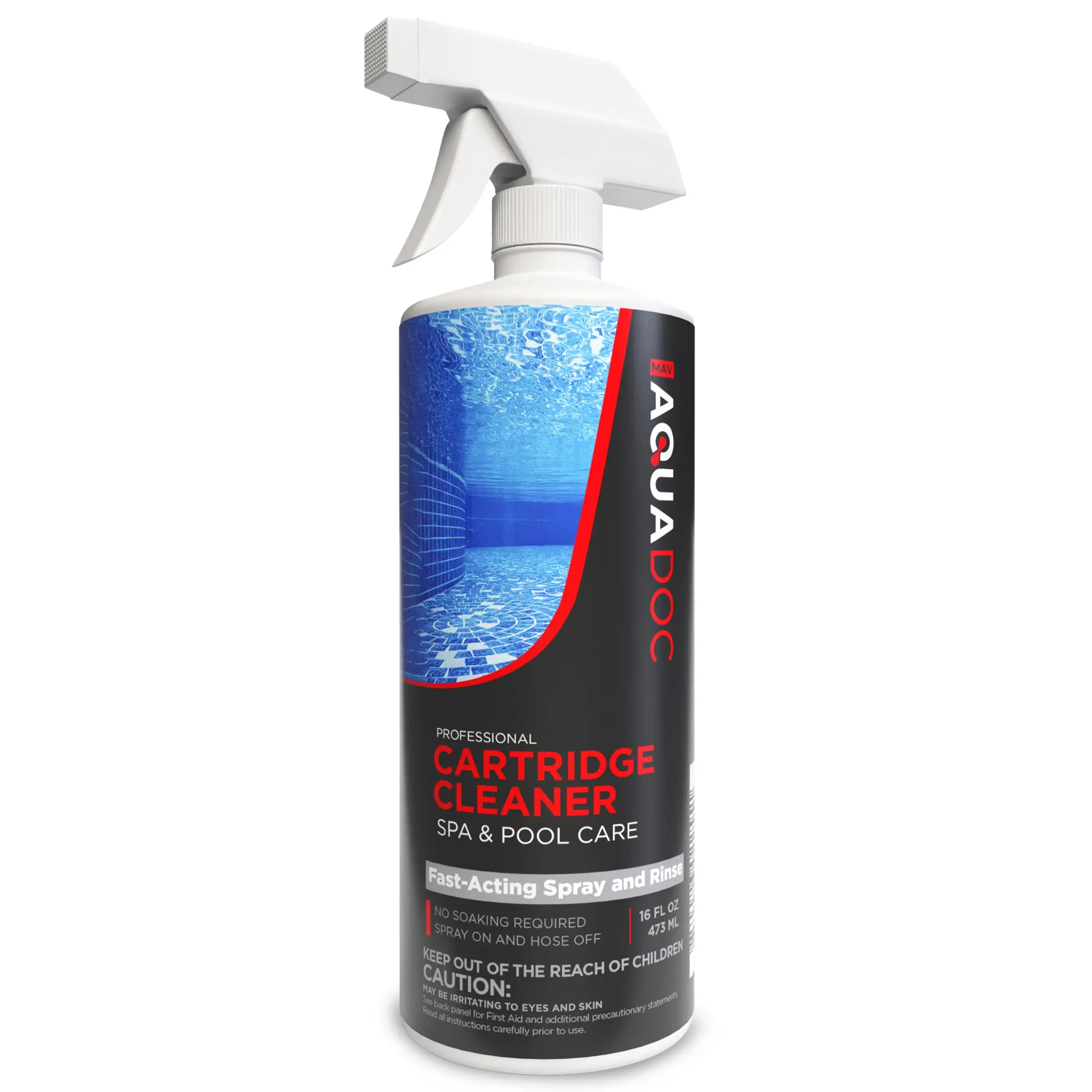 MAV AquaDoc 16 oz (473 ml) Easy-to-Use Spray Pool & Hot Tub Cartridge Filter Cleaner - High-Quality Ingredients, Extends Filter Life for Spa/Pool Use, Ideal for Hot Tub Owners, Hot Tubs, Pool Maintenance