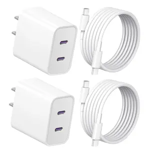 2-Pack USB C 2in1 Dual PD Charging Block with 10FT Long Type C to C Cable Charger for iPhone 16 e/16 Pro Max/16 Pro/16 Plus,iPhone 15 Pro Max/15 Pro/15 Plus,iPad Pro/Air/Mini