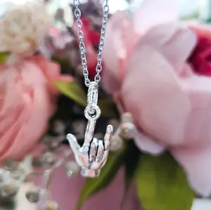 I love you Sign Language Necklace - Silver Plated Charm