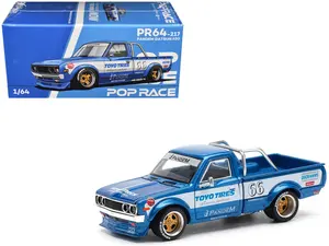 Pop Race diecast model cars 1/64 Datsun Pandem 620 Pickup #66 Blue