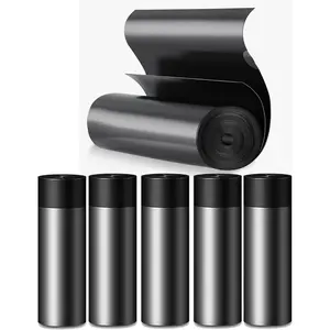 100 count Small -Free Drawstring Trash Bags 1.1 Mil Thick 4 Gallon Unscented Garbage Bags for Bathroom Kitchen (Black)