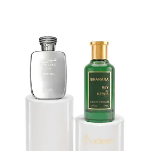 Ouldash Bundle | Hawas Chrome + Bharara Rey De Reyes | Men's Fragrance | 100 ML - 3.4 OZ | Eau De Parfum | Lavender - Geranium & Nutmeg