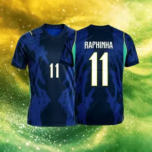 2026 Home And Away Yellow And Blue 10# Neymar 10# Vini JR 11# Raphinha Short Sleeve Soccer Jersey Fans Version