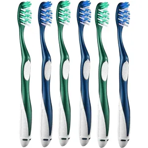 Extra Firm Toothbrushes for Adults, Extra Hard Bristles, 6 Count