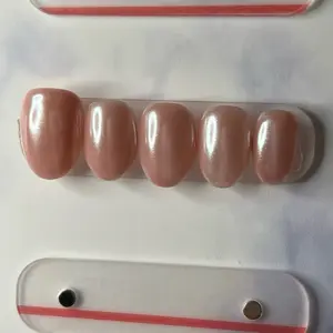 Glazed Donut Press On Nails | Nude Chrome Clean Girl Nails | Natural Everyday Reusable Nails