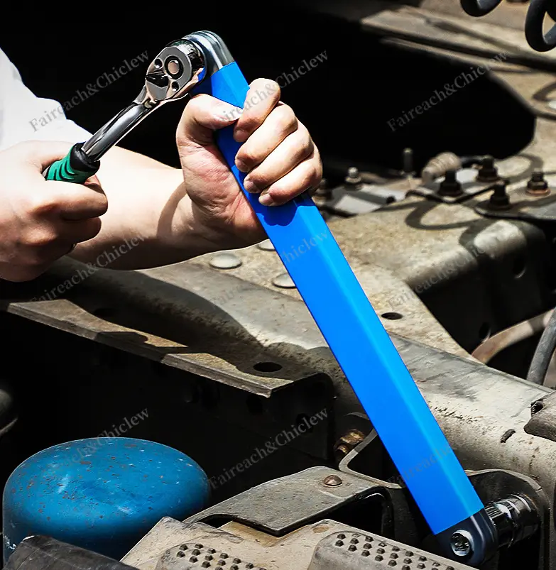 Offset Extension Wrench, Upgraded Impact Ready Extension Wrench Set, with 4pcs 1/2", 1/4" and 3/8" Square Drive Adapters, 15" Socket Wrench Tool, Univ