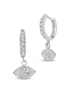 Sterling Silver Starry Nights Eye Micro Hoops