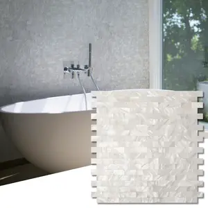 Art3d 10-Sheet Mother of Pearl Shell Mosaic Tile – 12"x12" Groutless Subway for Kitchen Backsplash & Shower Wall