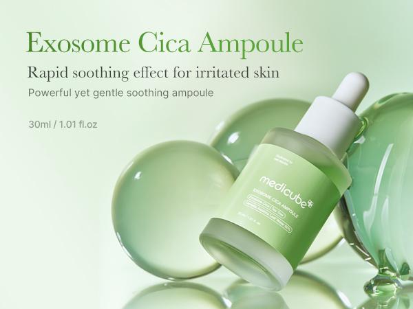 [medicube] Exosome Cica Tea Tree Calming Ampoule for All Skin Type | Skin texture, Low-irritating, Moisturizing & Soothing Serum | Korean Skincare | 30ml