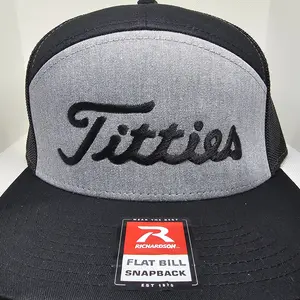 Embroidered Ti**ies  hat on 112 roundbill, 168 flatbill snapback, or 510 trucker hat, snapback, ball cap hat on